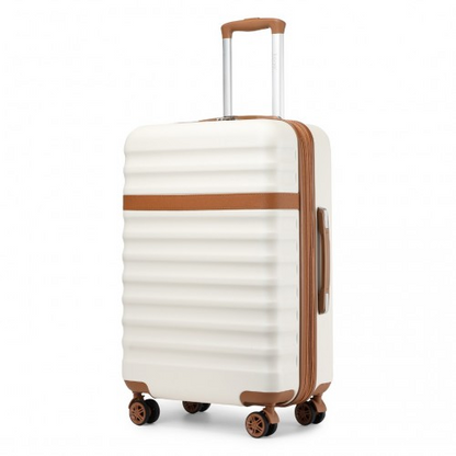 Kono 24 Inch Expandable Lightweight Hard Shell Suitcase with TSA Lock - Cream and Brown