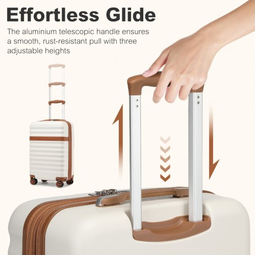 Kono 24 Inch Expandable Lightweight Hard Shell Suitcase with TSA Lock - Cream and Brown
