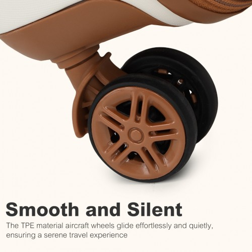 Kono 24 Inch Expandable Lightweight Hard Shell Suitcase with TSA Lock - Cream and Brown