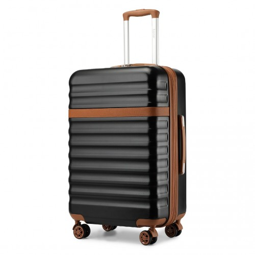 Kono 24 Inch Expandable Lightweight Hard Shell Check-In Suitcase with TSA Lock - Black And Brown