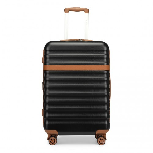 Kono 24 Inch Expandable Lightweight Hard Shell Check-In Suitcase with TSA Lock - Black And Brown