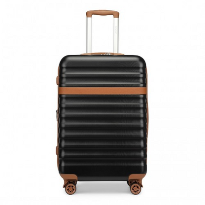 Kono 24 Inch Expandable Lightweight Hard Shell Check-In Suitcase with TSA Lock - Black And Brown