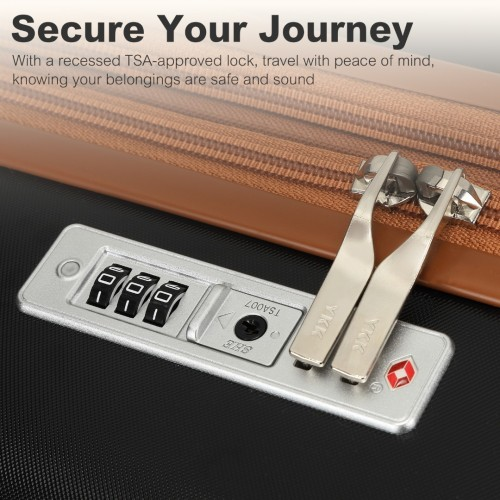 Kono 24 Inch Expandable Lightweight Hard Shell Check-In Suitcase with TSA Lock - Black And Brown