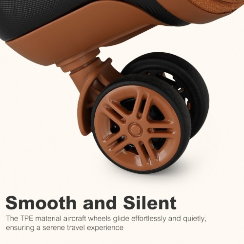 Kono 20 Inch Stylish Lightweight Hard Shell ABS+PC Cabin Carry-On Suitcase with TSA Lock - Black and Brown