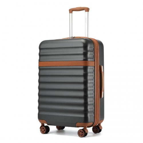 Kono 24 Inch Expandable Lightweight Hard Shell Check-In Suitcase with TSA Lock - Grey And Brown