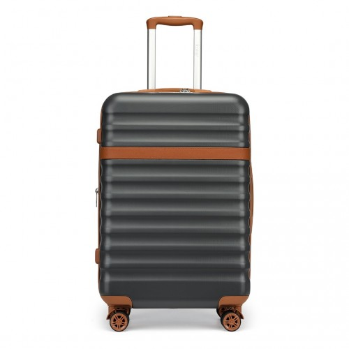 Kono 24 Inch Expandable Lightweight Hard Shell Check-In Suitcase with TSA Lock - Grey And Brown