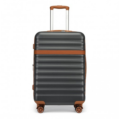 Kono 24 Inch Expandable Lightweight Hard Shell Check-In Suitcase with TSA Lock - Grey And Brown