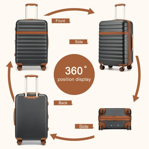 Kono 24 Inch Expandable Lightweight Hard Shell Check-In Suitcase with TSA Lock - Grey And Brown