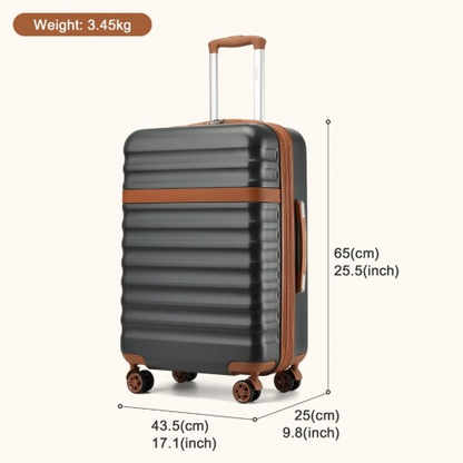 Kono 24 Inch Expandable Lightweight Hard Shell Check-In Suitcase with TSA Lock - Grey And Brown