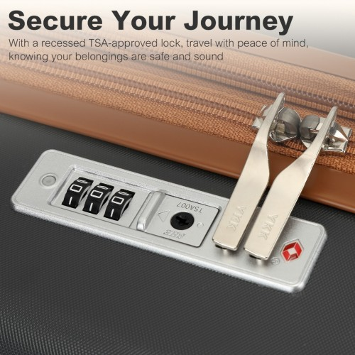 Kono 24 Inch Expandable Lightweight Hard Shell Check-In Suitcase with TSA Lock - Grey And Brown