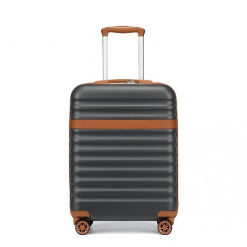 Kono 20" Stylish Lightweight Hard Shell Cabin Carry-On Suitcase with TSA Lock - Grey & Brown | Durable ABS+PC Material for Enhanced Security & Smooth Travel