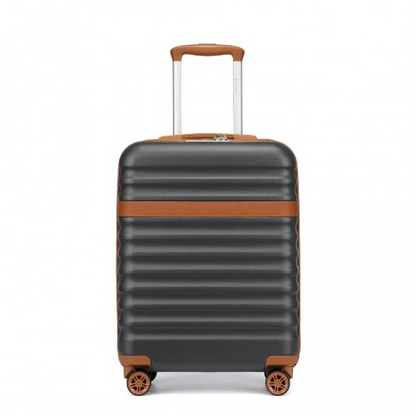 Kono 20" Stylish Lightweight Hard Shell Cabin Carry-On Suitcase with TSA Lock - Grey & Brown | Durable ABS+PC Material for Enhanced Security & Smooth Travel