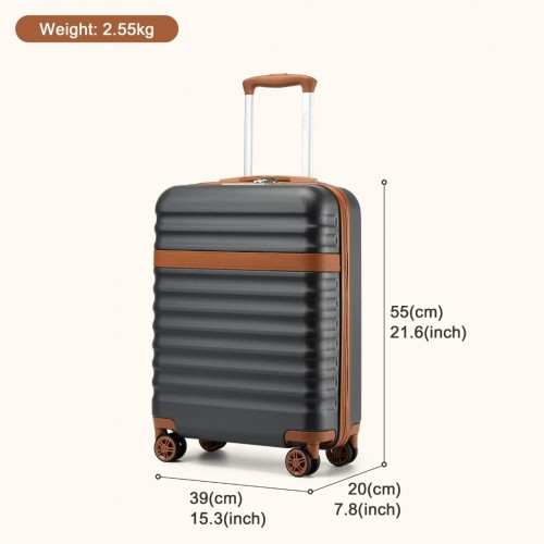 Kono 20" Stylish Lightweight Hard Shell Cabin Carry-On Suitcase with TSA Lock - Grey & Brown | Durable ABS+PC Material for Enhanced Security & Smooth Travel