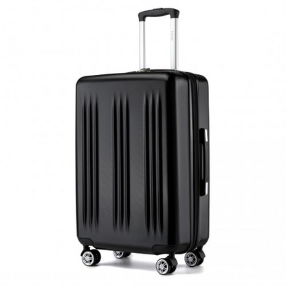 Kono 24 Inch Check-In Suitcase – Sleek, Striped, Expandable & Durable with TSA Lock and Spinner Wheels - Black