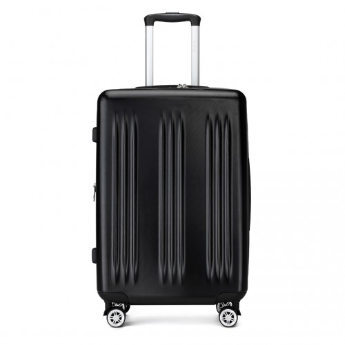 Kono 24 Inch Check-In Suitcase – Sleek, Striped, Expandable & Durable with TSA Lock and Spinner Wheels - Black