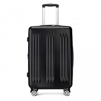 Kono 24 Inch Check-In Suitcase – Sleek, Striped, Expandable & Durable with TSA Lock and Spinner Wheels - Black