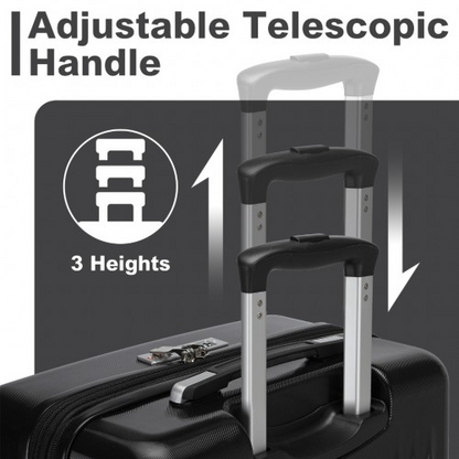 Kono 24 Inch Check-In Suitcase – Sleek, Striped, Expandable & Durable with TSA Lock and Spinner Wheels - Black