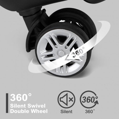 Kono 24 Inch Check-In Suitcase – Sleek, Striped, Expandable & Durable with TSA Lock and Spinner Wheels - Black