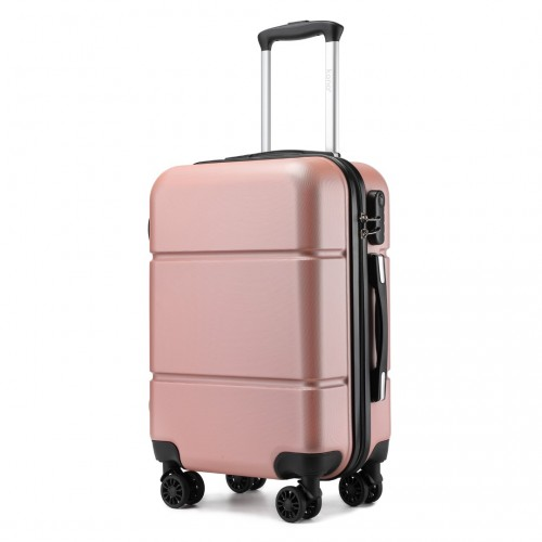 Kono 20 Inch Premium ABS Cabin Carry-On Suitcase with Secure Combination Lock - Sleek Nude and Black Design for Effortless Travel