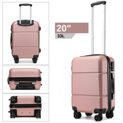 Kono 20 Inch Premium ABS Cabin Carry-On Suitcase with Secure Combination Lock - Sleek Nude and Black Design for Effortless Travel
