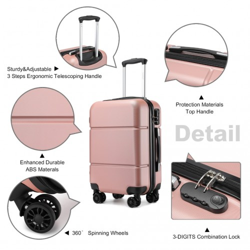 Kono 20 Inch Premium ABS Cabin Carry-On Suitcase with Secure Combination Lock - Sleek Nude and Black Design for Effortless Travel