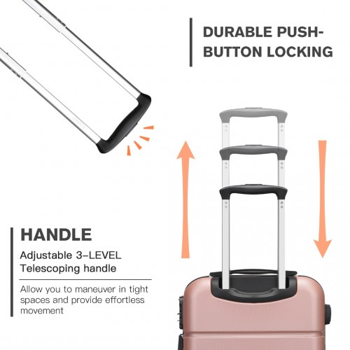 Kono 20 Inch Premium ABS Cabin Carry-On Suitcase with Secure Combination Lock - Sleek Nude and Black Design for Effortless Travel