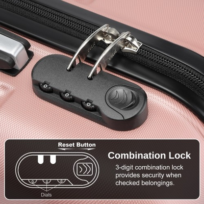 Kono 20 Inch Premium ABS Cabin Carry-On Suitcase with Secure Combination Lock - Sleek Nude and Black Design for Effortless Travel