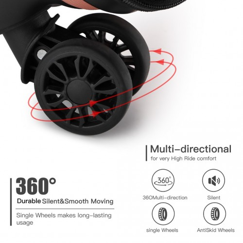 Kono 20 Inch Premium ABS Cabin Carry-On Suitcase with Secure Combination Lock - Sleek Nude and Black Design for Effortless Travel