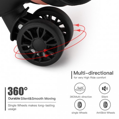 Kono 20 Inch Premium ABS Cabin Carry-On Suitcase with Secure Combination Lock - Sleek Nude and Black Design for Effortless Travel