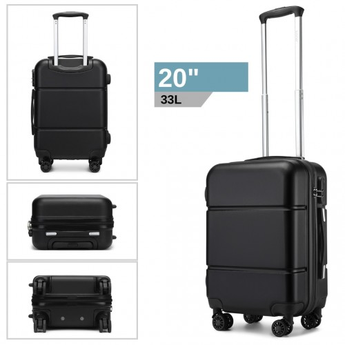 Kono 20 Inch Premium ABS Cabin Carry-On Suitcase with Secure Combination Lock - Black