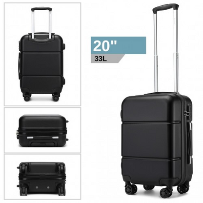 Kono 20 Inch Premium ABS Cabin Carry-On Suitcase with Secure Combination Lock - Black