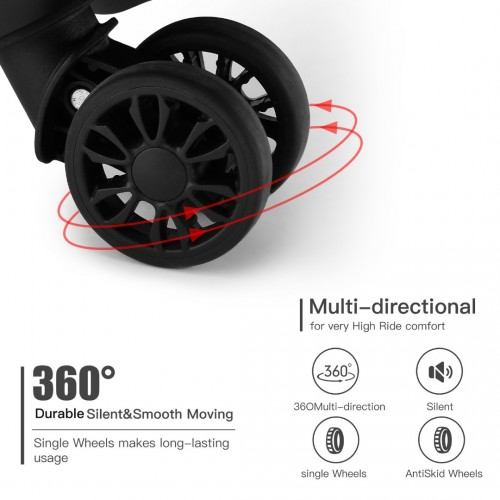 Kono 20 Inch Premium ABS Cabin Carry-On Suitcase with Secure Combination Lock - Black