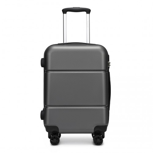 Kono 20 Inch Premium ABS Cabin Carry-On Suitcase with Secure Combination Lock - Grey and Black