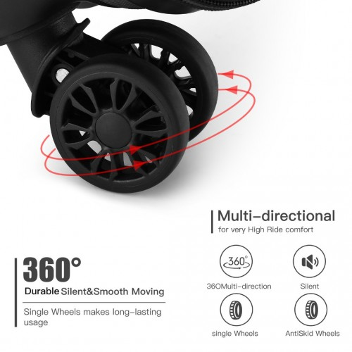 Kono 20 Inch Premium ABS Cabin Carry-On Suitcase with Secure Combination Lock - Grey and Black