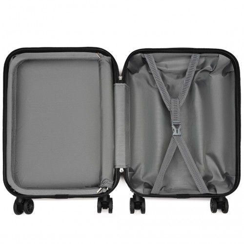 Kono 20 Inch Premium ABS Cabin Carry-On Suitcase with Secure Combination Lock - Grey and Black