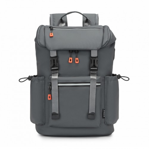Kono Advanced Leisure Backpack with Reflective Safety Features, USB Charging, and Dedicated Laptop Sleeve - Grey