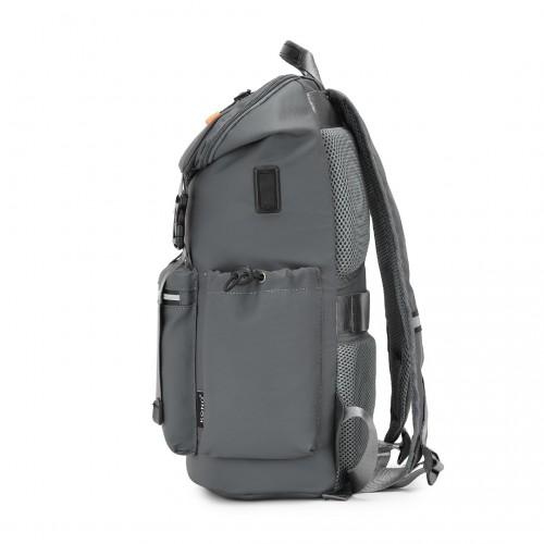 Kono Advanced Leisure Backpack with Reflective Safety Features, USB Charging, and Dedicated Laptop Sleeve - Grey