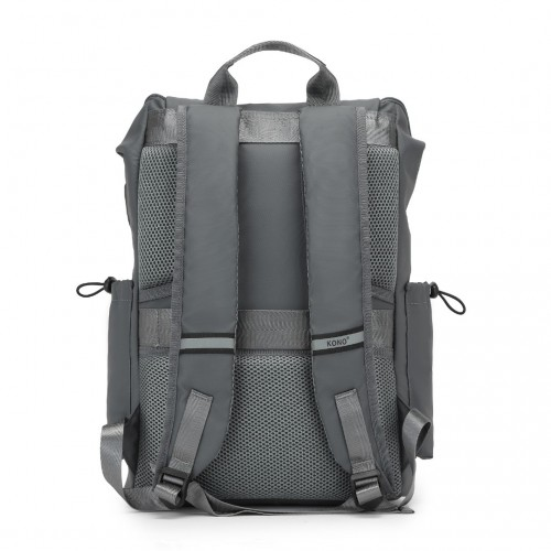 Kono Advanced Leisure Backpack with Reflective Safety Features, USB Charging, and Dedicated Laptop Sleeve - Grey