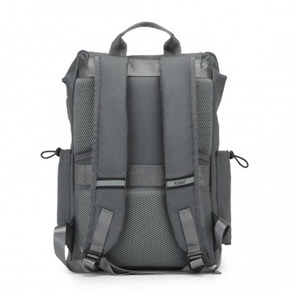 Kono Advanced Leisure Backpack with Reflective Safety Features, USB Charging, and Dedicated Laptop Sleeve - Grey