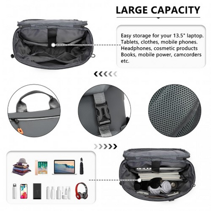 Kono Advanced Leisure Backpack with Reflective Safety Features, USB Charging, and Dedicated Laptop Sleeve - Grey