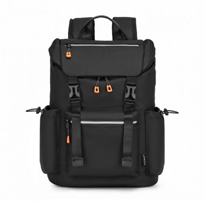 Kono Advanced Leisure Backpack with Reflective Safety Features, USB Charging, and Laptop Sleeve - Black