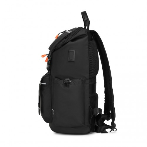 Kono Advanced Leisure Backpack with Reflective Safety Features, USB Charging, and Laptop Sleeve - Black