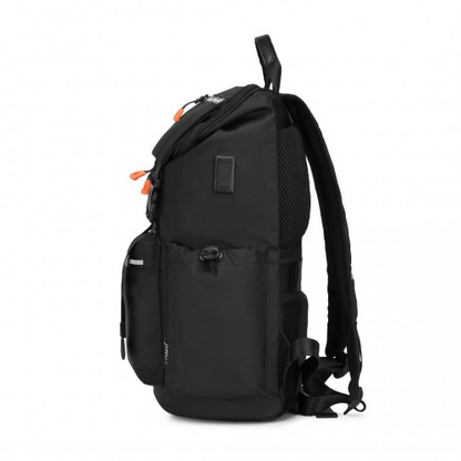 Kono Advanced Leisure Backpack with Reflective Safety Features, USB Charging, and Laptop Sleeve - Black