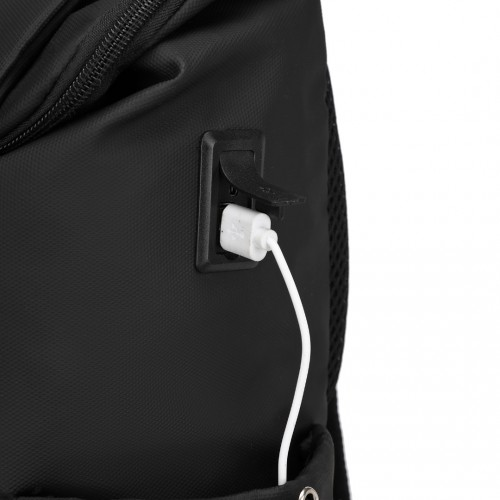 Kono Advanced Leisure Backpack with Reflective Safety Features, USB Charging, and Laptop Sleeve - Black