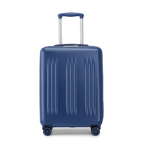 Kono 20 Inch Sleek Striped Carry-On Suitcase - Durable ABS+PC Luggage with Four Spinner Wheels and TSA Lock - Navy