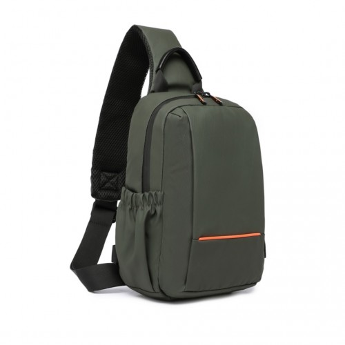 Kono Green Water-Resistant Ultra-Thin Lightweight Sling Chest Bag with Reflective Trim for Safe Night Travel