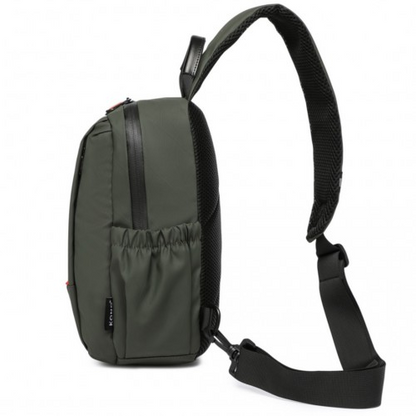 Kono Green Water-Resistant Ultra-Thin Lightweight Sling Chest Bag with Reflective Trim for Safe Night Travel