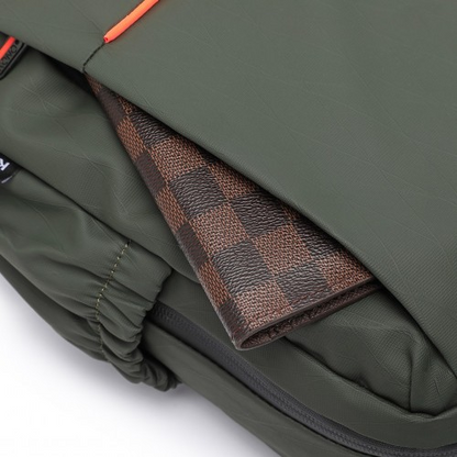 Kono Green Water-Resistant Ultra-Thin Lightweight Sling Chest Bag with Reflective Trim for Safe Night Travel