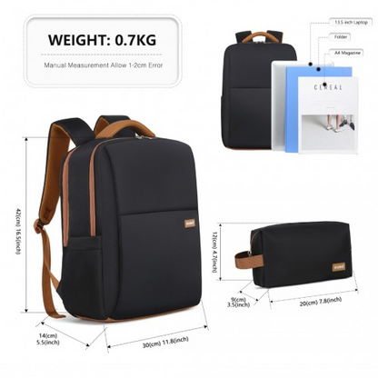 Kono Water-Resistant Laptop Backpack with USB Charging - Business Travel Rucksack 2 Pc Set - Black And Brown