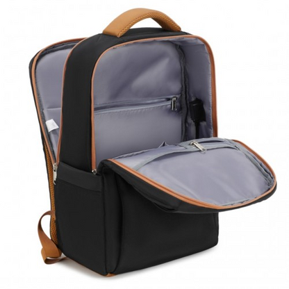 Kono Water-Resistant Laptop Backpack with USB Charging - Business Travel Rucksack 2 Pc Set - Black And Brown